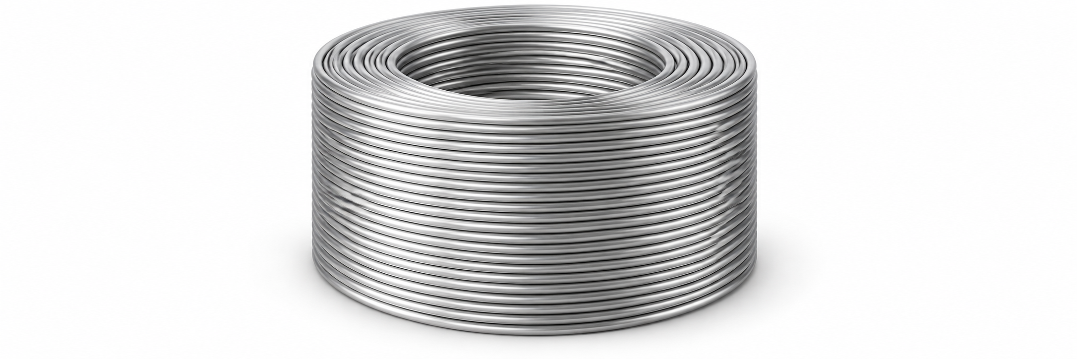 Coil of solid round aluminium redraw rod