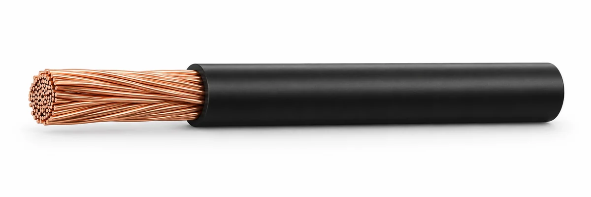 60227 IEC 02 — Fine-stranded conductor with black insulation.