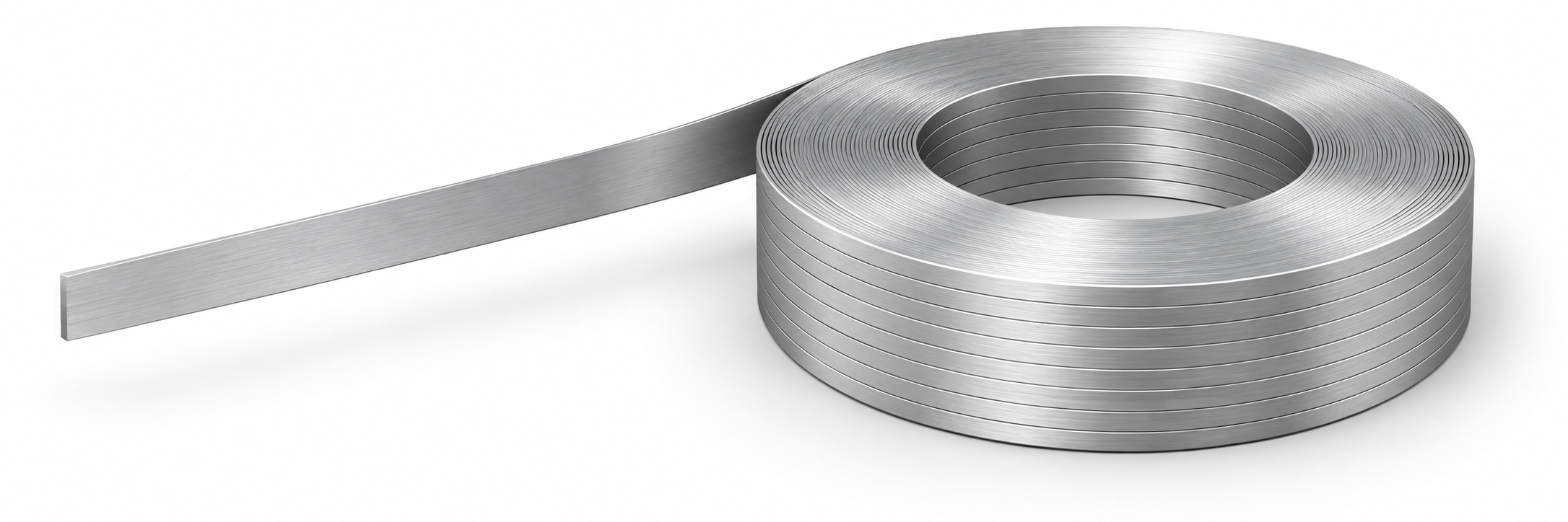 Coil of flat rectangular aluminium armour tape