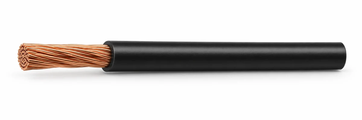 60227 IEC 06 — Fine-stranded conductor with black insulation.