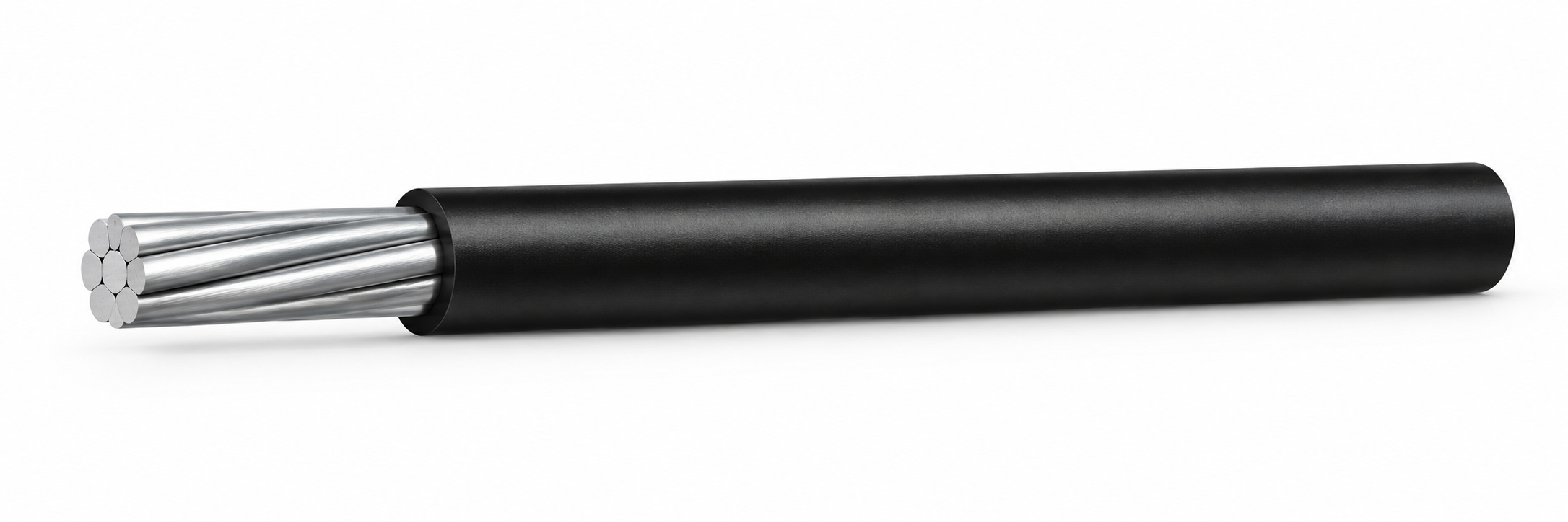 Single-core THWA-C cable with compacted aluminium conductor and black PVC insulation