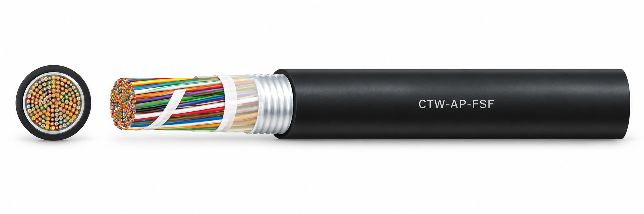 CTW-AP-FSF filled multipair cable with foam-skin insulation, core wrap and black sheath