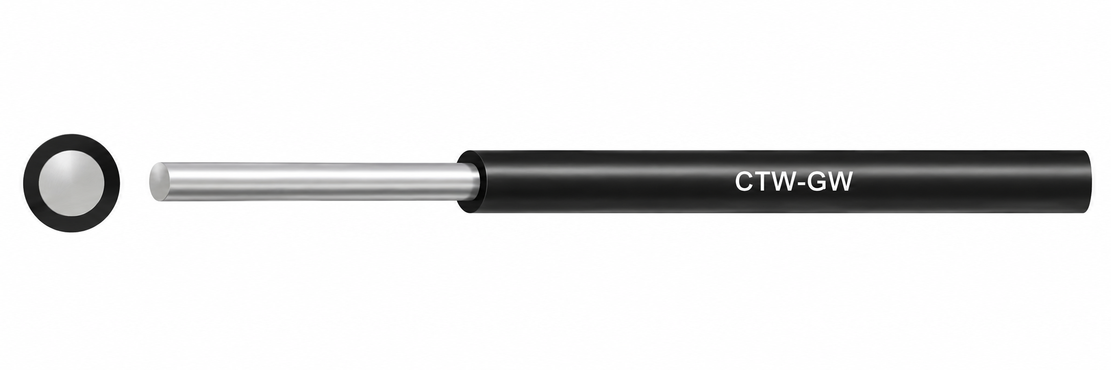 CTW-GW ground wire with a single solid silver tinned copper conductor and black PVC insulation
